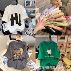 2025夏の新型韓国版の大きいサイズの婦人服の半袖tシャツの女性のゆったりした半袖の女性の底のシャツの対外貿易の露店