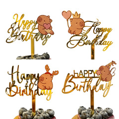 国境を越えたアクリルカラー印刷漫画誕生日ケーキ装飾capybara誕生日ケーキプラグインパーティー用品