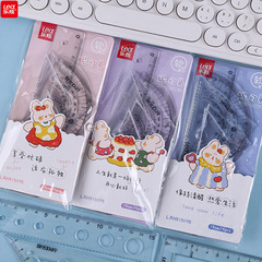 Set of 15cm flexible rulers for student drawing, including triangle ruler, protractor, and multi-specification ruler set, wholesale