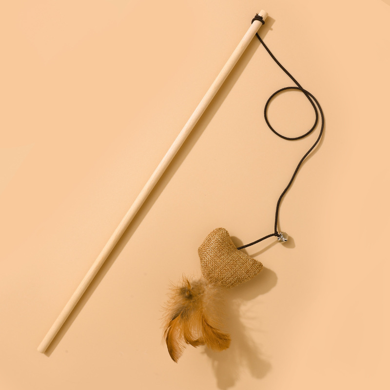 Juego de Varitas de Plumas para Gatos de Cuerda de Cáñamo Con Plumas y Cascabel para Gatos