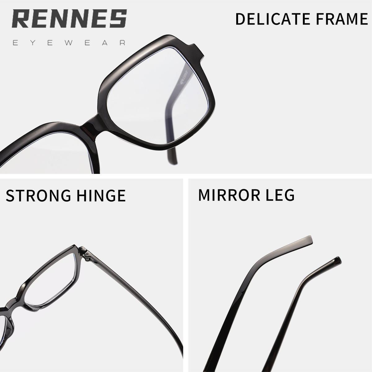 Espejo plano cuadrado de contraste de color europeo y americano transfronterizo, gafas de marco anti-azul de moda