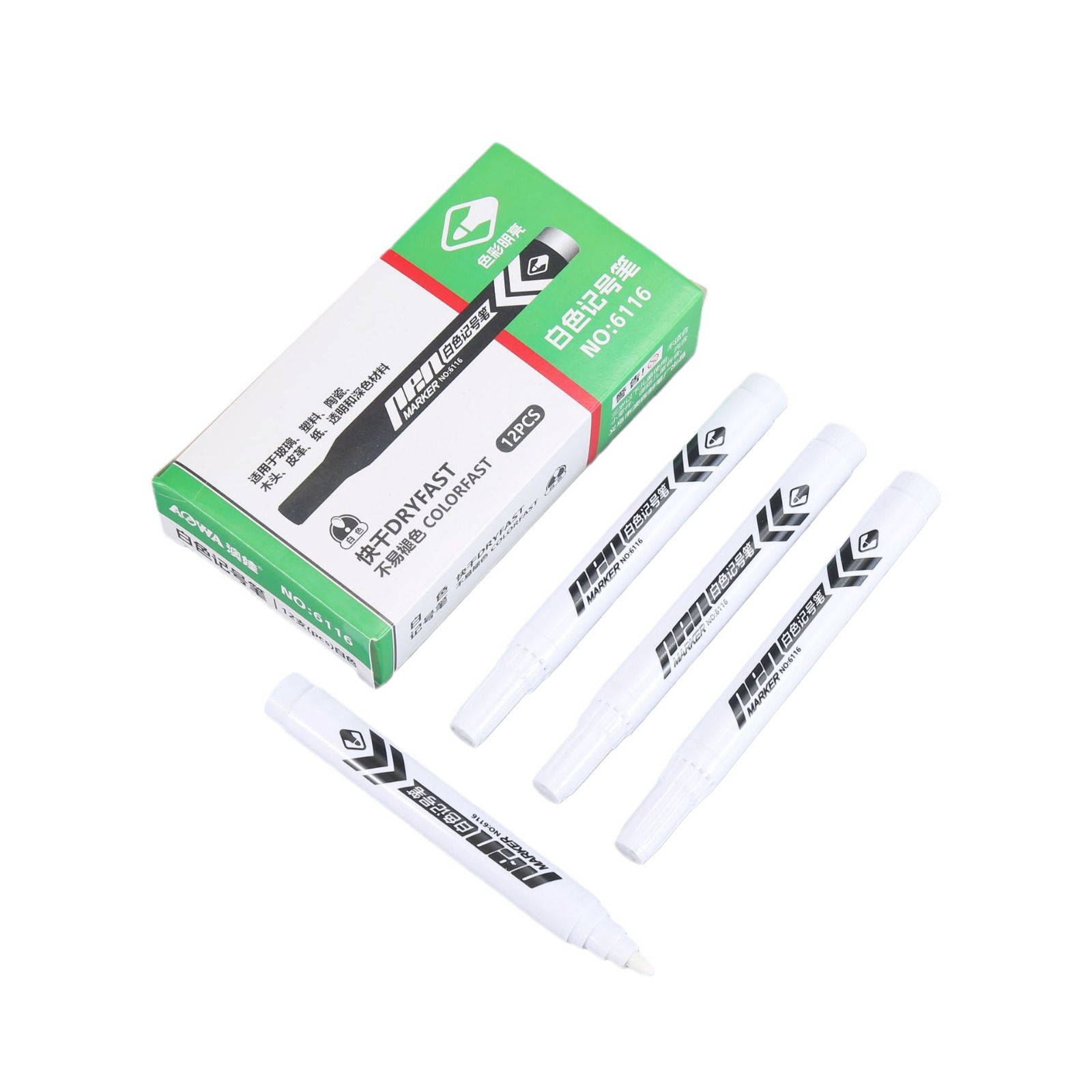 Marcador blanco Bolígrafo de cabeza grande de tinta gruesa de tinta blanca Marcador de un solo cabezal Marcador al por mayor Bolígrafo a base de aceite de oficina