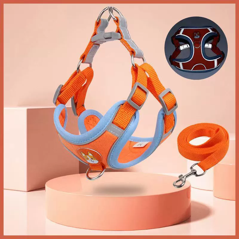 Жилет в стиле собачьего нагрудного ремня Костюм с тяговым тросом для домашних животных Маленькие и средние собаки Светоотражающий бархатный нагрудный ремень из оленьей шкуры с защитой от взлома