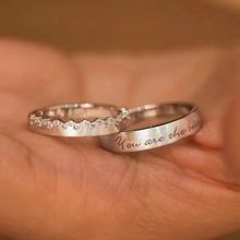 S999纯银触及真心男女情侣对戒指一对活口小众设计情人节礼物刻字