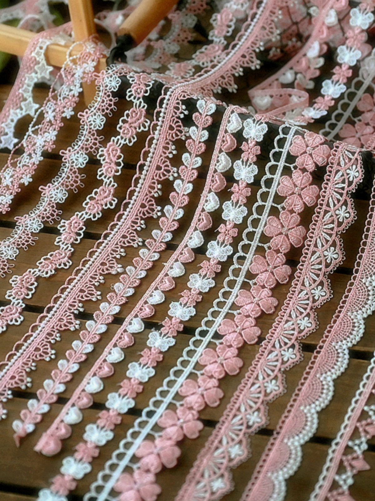 粉彩色双色刺绣镂空蕾丝花边辅料手工diy服饰装饰花边带装饰辅料