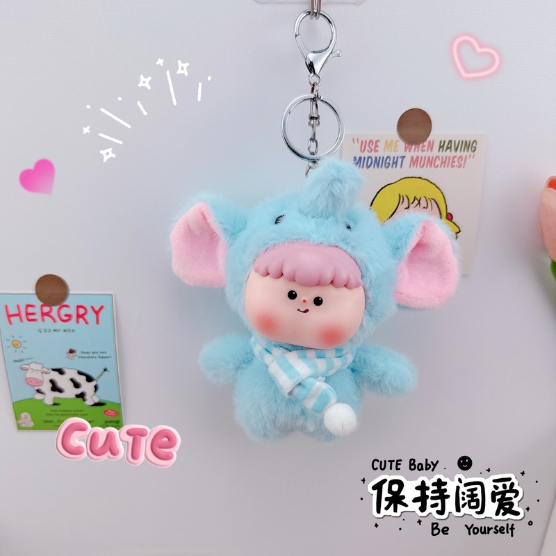 ビニールフルーツカイザイ愛らしいペットキーホルダーペンダントクリエイティブぬいぐるみ DUDU 動物園シリーズ人形スクールバッグペンダント|undefined