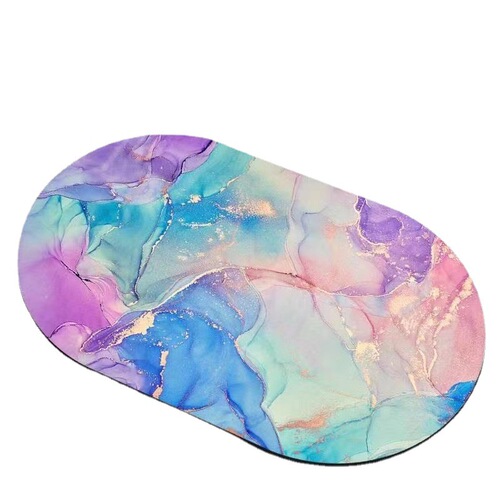Wholesale oval cushioned water-absorbent bathroom shower room entrance mat bathroom toilet non-slip water-absorbent mat