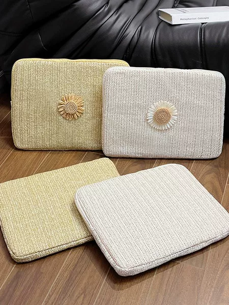 Straw-Woven Style Laptop Bag for Work and Commuting, Portable Tablet Carrying Bag, Shock-Proof and Drop-Proof Tablet Protective Case