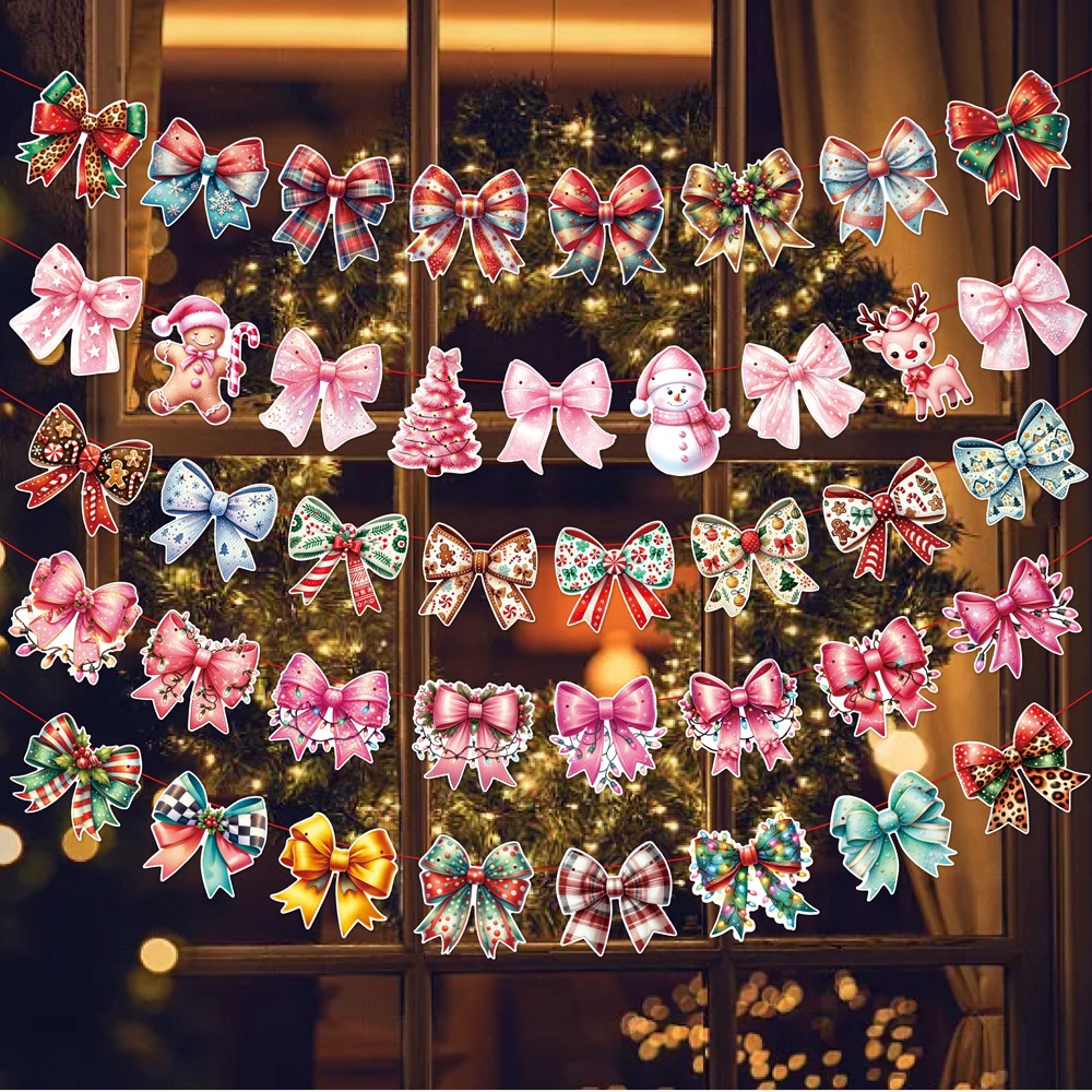 Nuevo producto Decoración de Navidad Banner Tirando de la bandera Bowknot Fiesta de Navidad Decoración de fondo Tirando de la bandera Decoración del lugar