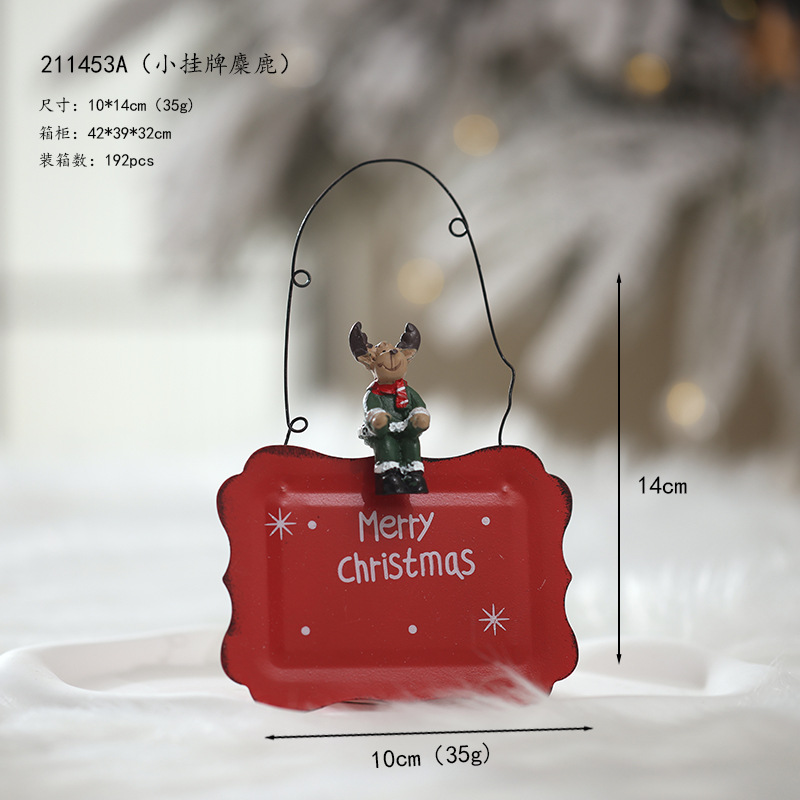 Nuevos productos transfronterizos mini hierro forjado Feliz Navidad etiquetas decoraciones de Navidad puertas colgando árboles colgando props