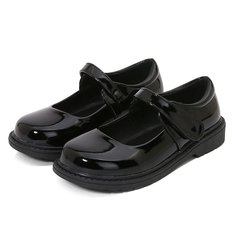 Кожаные туфли для девочек 2025 новые детские кроссовки принцессы модные одностраничные туфли