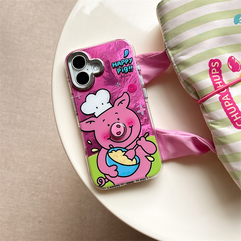 Fun lindo chef de cerdo rosa para iphone16ProMax/15 funda para teléfono móvil Apple 13/14 hembra 16
