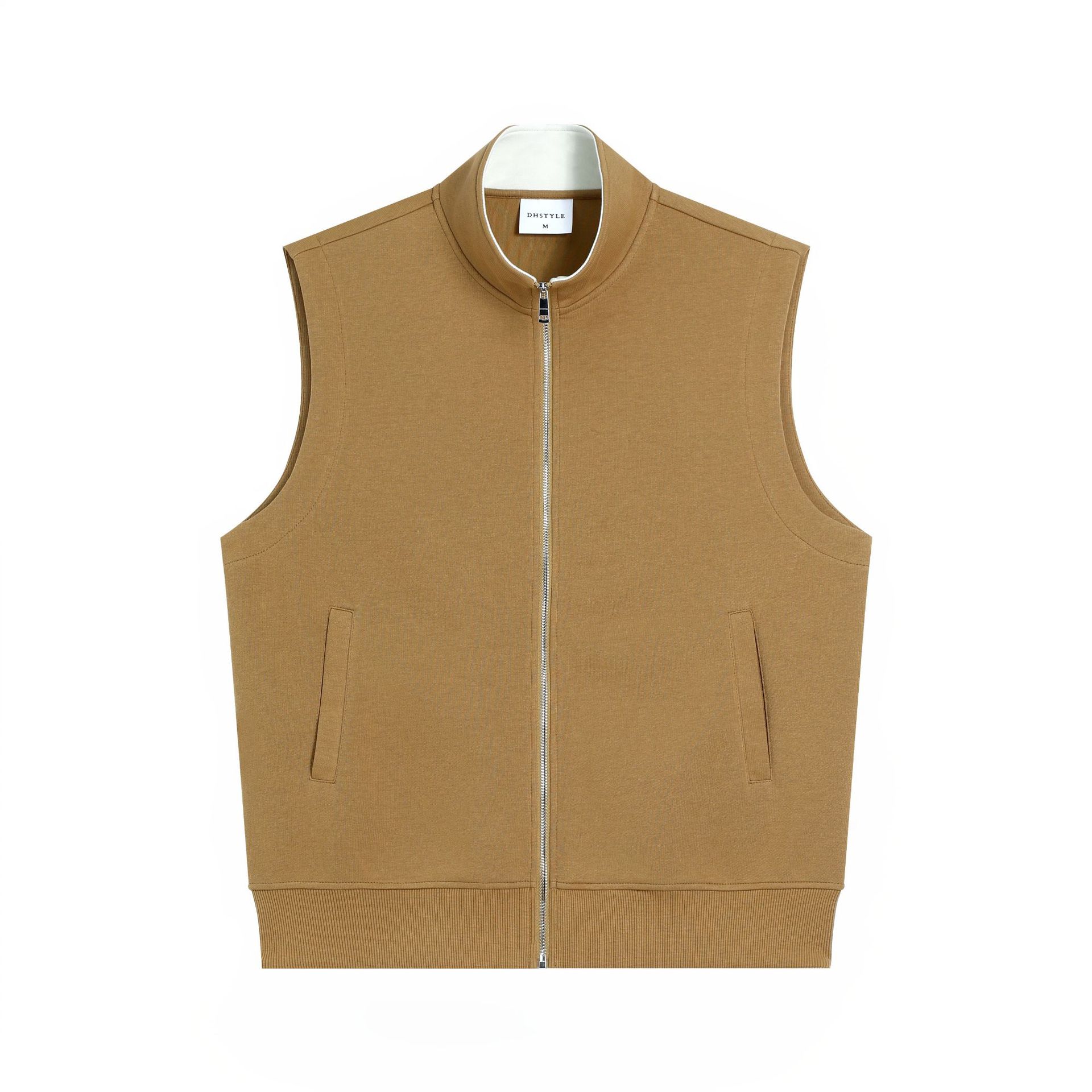 Chaleco Casual Sin Mangas para Hombre 380g de Mezcla de Algodón con Cierre para Uso Casual