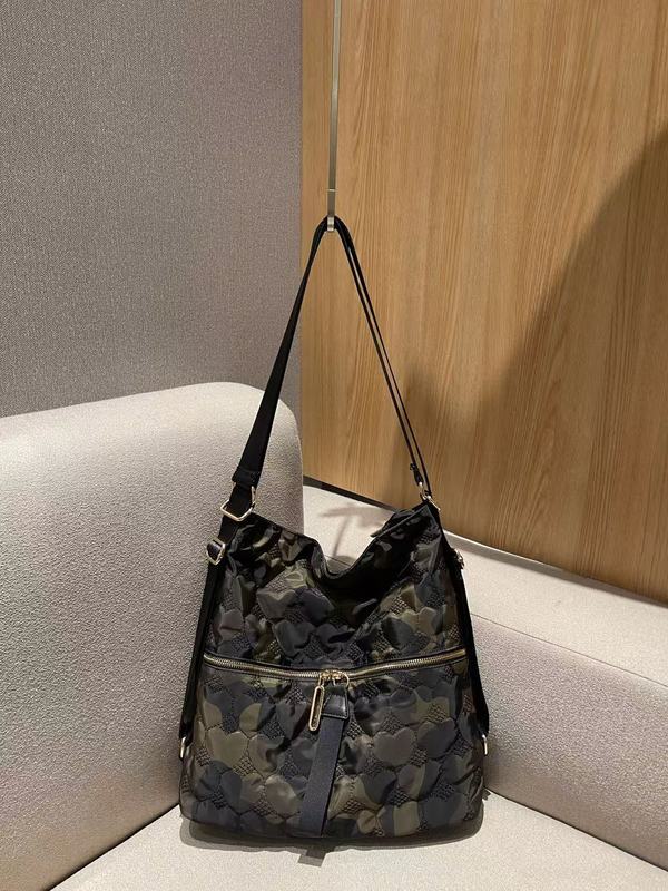 多功能尼龙布包女2025新款新潮单肩包网格双肩大容量休闲包斜跨包|undefined