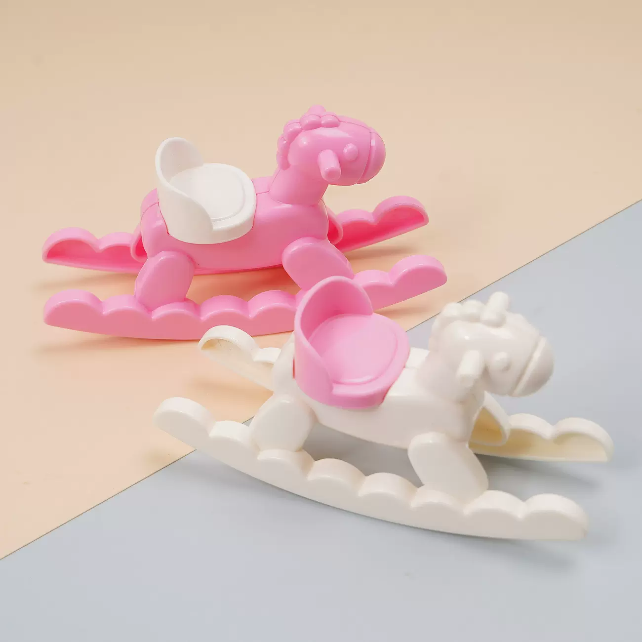 仿真微缩可爱玩具摇马-立体模型 摆拍摇马过家家玩具娃娃屋小摆件