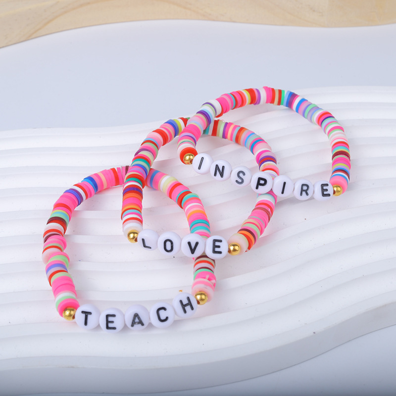 25g Weight Bracelets Classification soft clay Chain Material 1 Set Quantity Holiday, Daily Occasion soft clay Material Letter Pattern Unisex Gender Sweet Style Sweet Letter Soft Clay Wholesale Bracelets 14