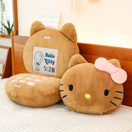 新款可爱凯蒂猫抱枕创意翻盖手机造型卡通靠垫黑皮猫咪毛绒玩具