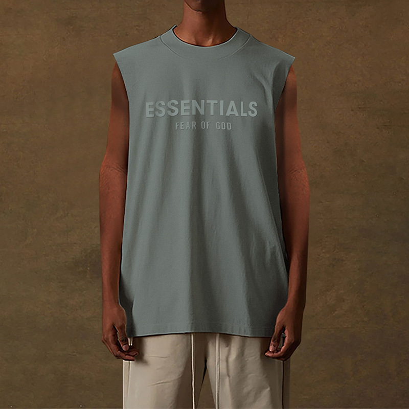 Fog Multi-Line Essentials Hhh Laminated Vest Sleeveless T-Shirt Trbottomy Brand Loose Versatile Casual Bottoming Shirt for Men