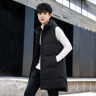 Vest Men's Autumn and Winter Coat Korean Fashionable Student Warm Vest Sleeveless Waistcoat Mid-length Down Cotton Vest