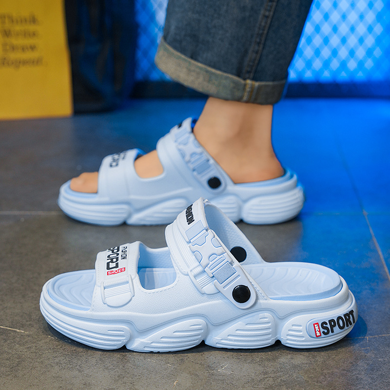 Pantuflas de verano para hombre nuevo estilo engrosado de un solo par de sandalias y zapatillas antideslizantes zapatos de playa de doble uso para deportes y ocio