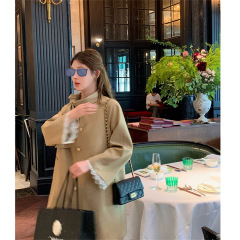 杨小卷法式千金风蝴蝶结飘带风衣外套女小个子卡其色大衣早秋穿搭