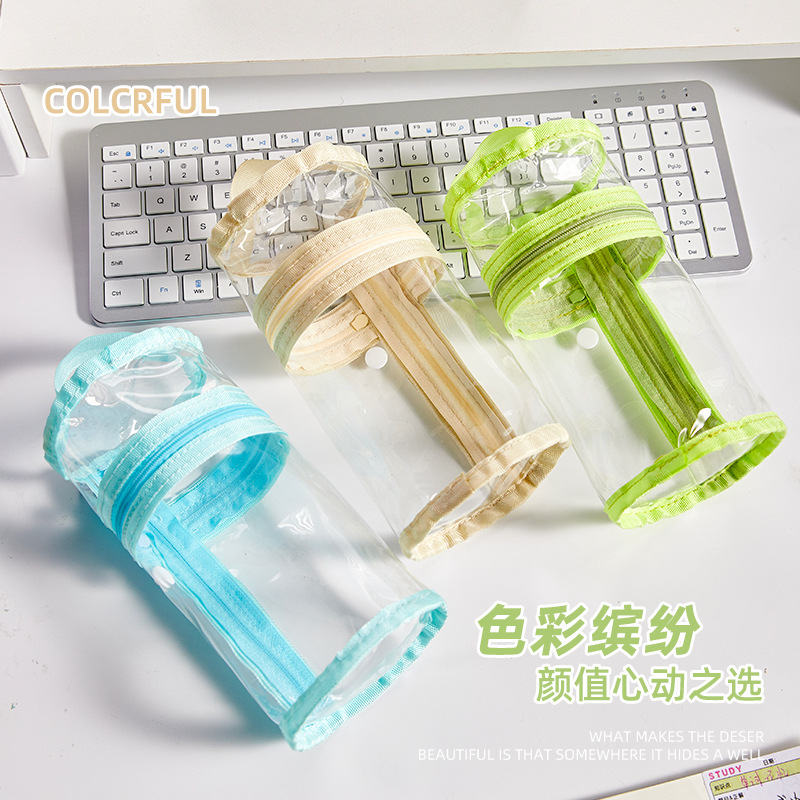 Estuche para lápices simple y transparente para exámenes de estudiantes, caja de papelería de gran capacidad, portalápices, caja de lápices, bolsa de papelería para niñas