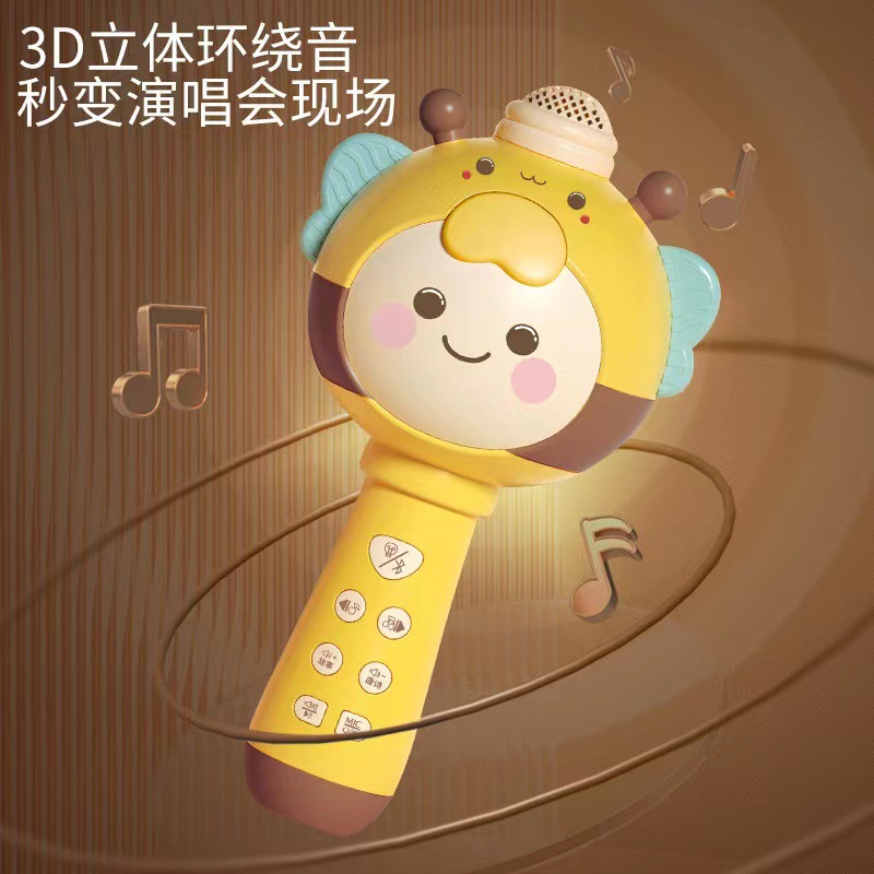 Bee microphone karaoke wireless mobile phone Bluetooth early education microphone 0-3 years old baby birthday children's toys