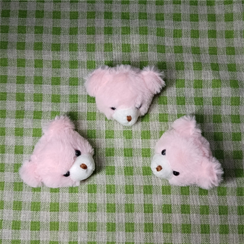5cm 핑크색 털이 긴 곰 머리