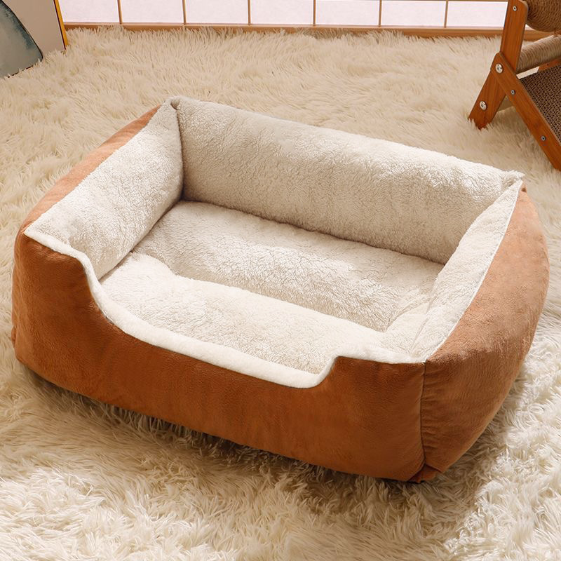 猫小屋と犬小屋マット、オールシーズン対応のユニバーサルペット用品、見栄えの良い中小型犬用ソファベッド、冬用暖かい正方形の巣|undefined