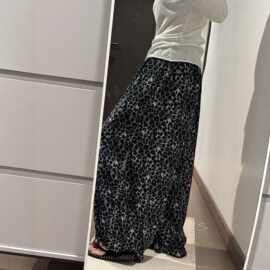 美式复古豹纹爱心印花裤女夏季新款舒适松弛感遛弯家居长裤