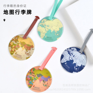 Factory luggage tag spot round Earth boarding pass check card cartoon tag travel label leather case