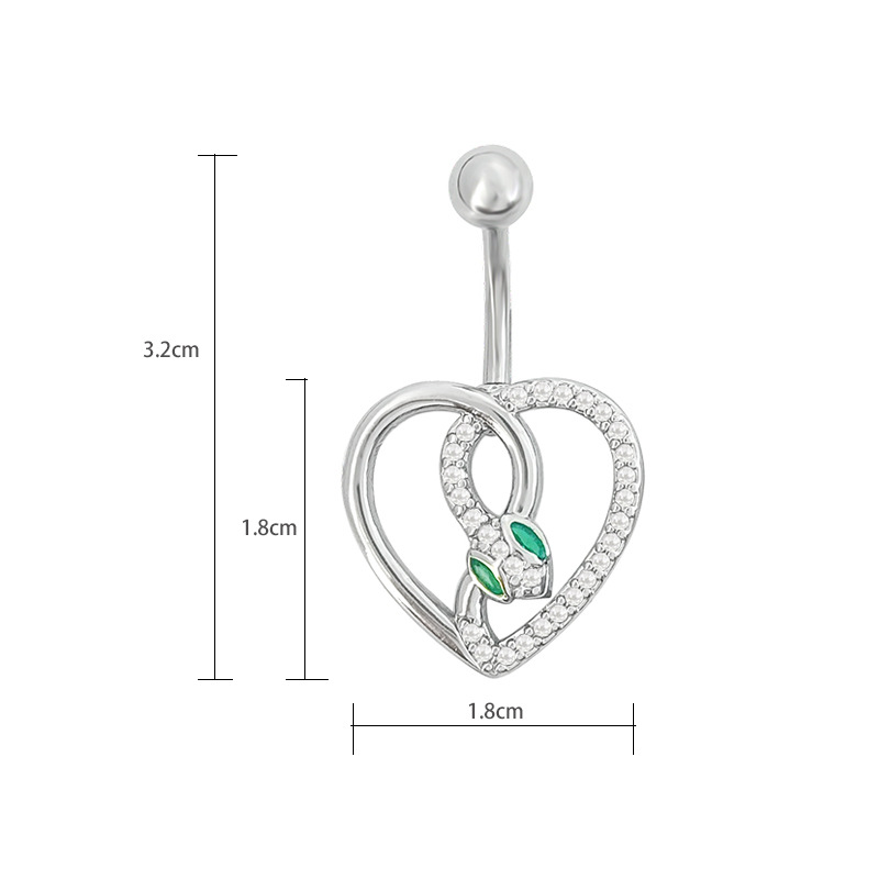 European American Sexy Heart-shaped And Snake-shaped Stainless Steel Rings, Cute Rabbit Inlaid With Zircon, Navel_voghion.com