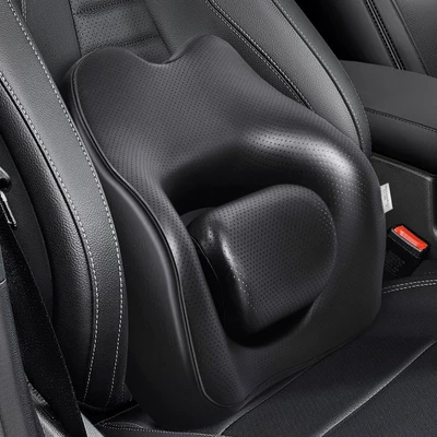 Shangli Car Lumbar Support Cushion for Drivers - Driver's Seat Backrest and Waist Support Pad for Car (Waist support) - elegant-black-leather-surface-adjustable-single-pack-precise-waist-protection