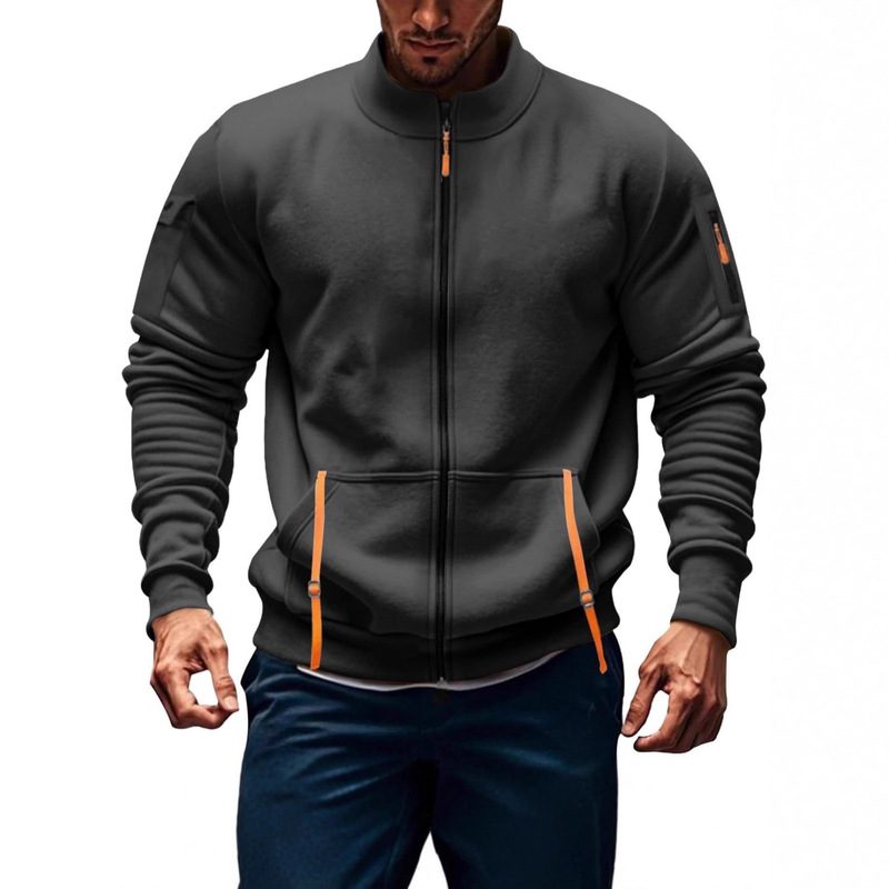 Amazon's Hottest Men's Cardigan Sweatshirt Cross-Border Aliexpress Temu Full Zipper Hooded Sweatshirt Sports Jacket