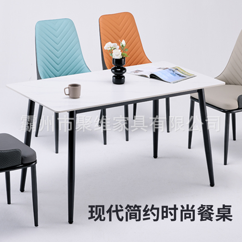 Mesa de comedor de pizarra de roca, mesa de comedor casera italiana moderna y simple, mesa de comedor simple rectangular de apartamento pequeño