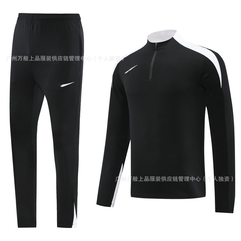 NB半拉链冬装长袖长裤套装训练俱乐部基础足球服球衣长拉logo外贸|undefined
