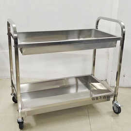 ✅304不锈钢收碗车收餐车商用餐厅移动双层送餐车小推车 摆摊小推