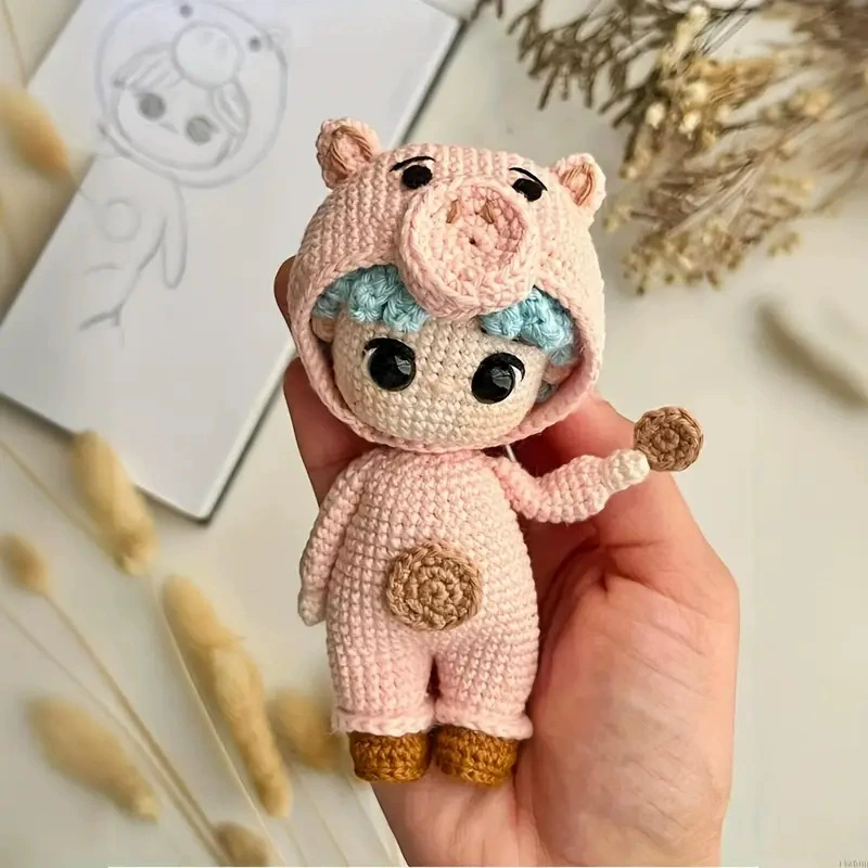 Оптовая продажа материалов для вязания крючком: шерстяные куклы-животные ручной работы, популярные за рубежом, для самостоятельного изготовления сумок