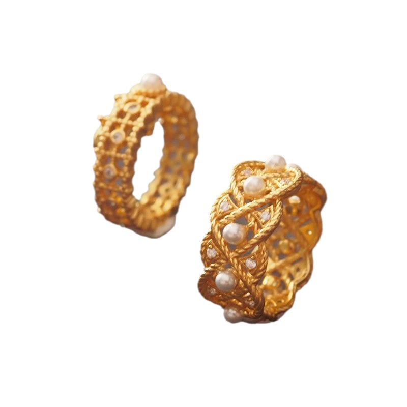 Timeless Pearl Braided Ring For Women In S925 Silver Plated Finish_voghion.com