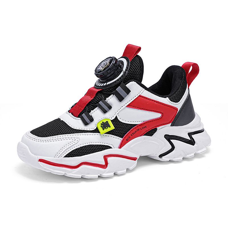 Zapatos para niños 2024 primavera malla transpirable nuevo estilo zapatos deportivos para niños medianos y grandes zapatos deportivos para niños con hebilla giratoria para niños marea