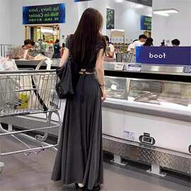 御姐风高端气质连衣裙子女2024夏季新款法式性感修身显两件套装