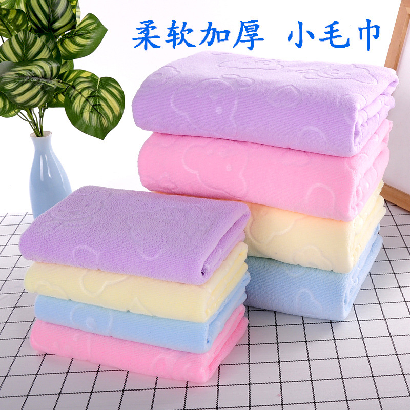 工厂直营细纤维小毛巾幼儿园卡通小方巾小毛巾带挂绳