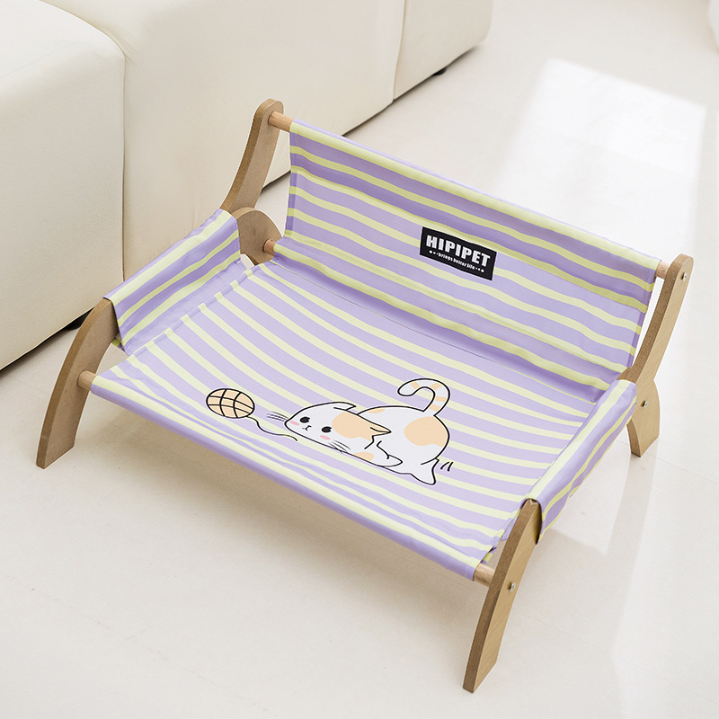 Cat primavera y verano persiguiendo pelota gato sillón reclinable a rayas nido de gato sofá elevado de madera maciza nido de perro perro fuera del suelo