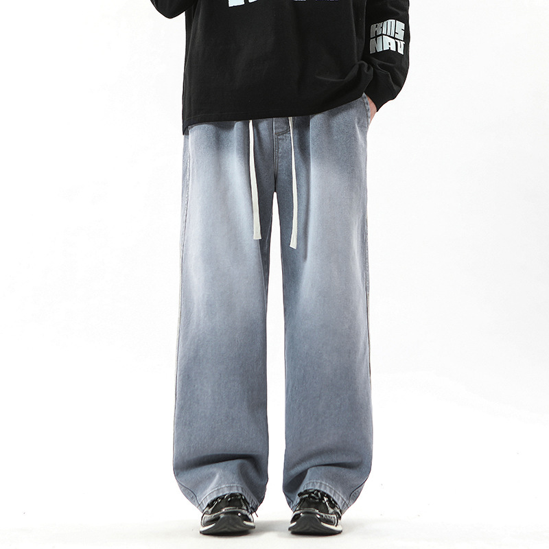 Spring and Autumn Loose Straight Pants 13 Junior Senior high school Students 14 Boys Teenagers Handsome Jeans 15 Big Boys Men's Wear