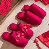 Demi-season festive slippers for beloved with bow for bride