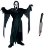 Screaming costume + pvc mask + bloody pattern knife