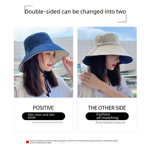 Fishing cap for women, summer versatile travel sun hat, two-sided large brim sun hat to make face small, wholesale sun cap