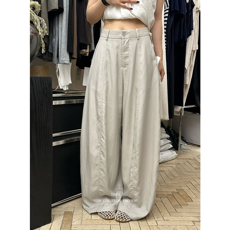 LIMO Thin Straight Wide-leg Casual Pants Thirteen-line Summer Loose Slimming Simple All-match Machete Pants