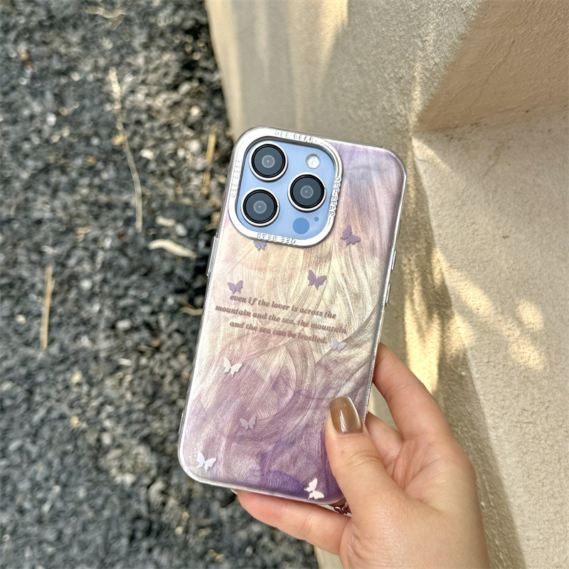 Nueva pantalla completa de hilo de plumas florecientes ins pequeña mariposa para iPhone 13/15ProMax funda para teléfono móvil 12 Apple 16