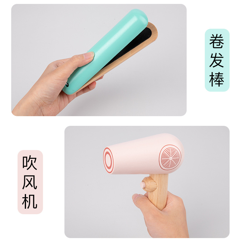 Tocador de simulación de madera para niños transfronterizos, juego de bolsa de cosméticos princesa, cosméticos para niñas, juguetes educativos para el hogar image 4
